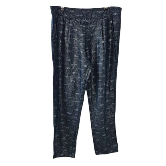 Free People Womens Metallic Sparkle Linen Blend Pull On Pants, Blue,Size M - Picture 1 of 8